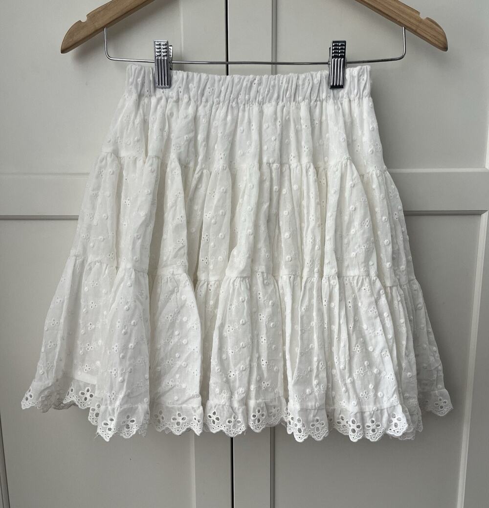 CHICWISH EYELET EMBROIDERED FLARE MINI SKIRT size S/M White Fairy